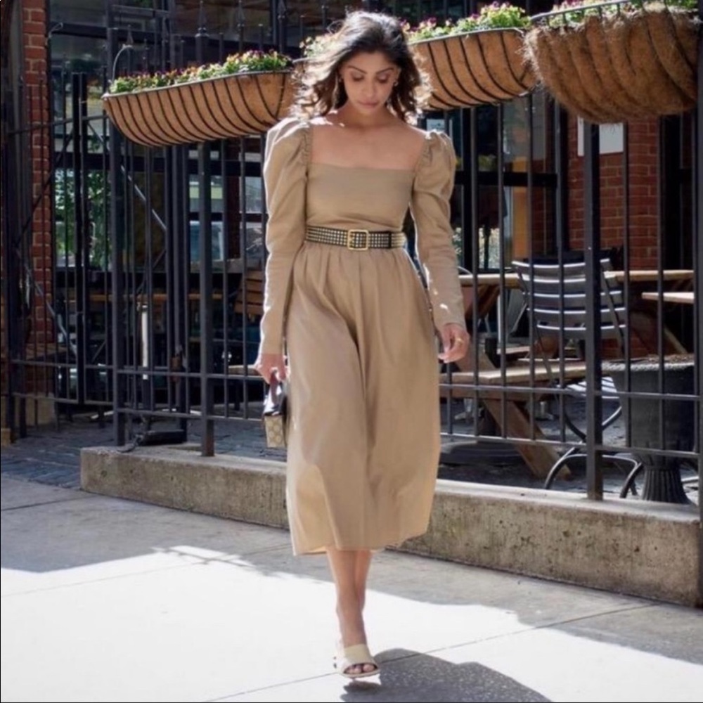 Reformation Luce Midi Dress in Khaki Tan NWT